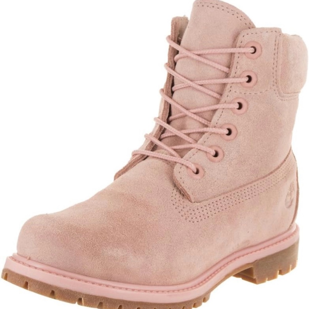 Timberland Women's Light Pink Suede Combat Boots